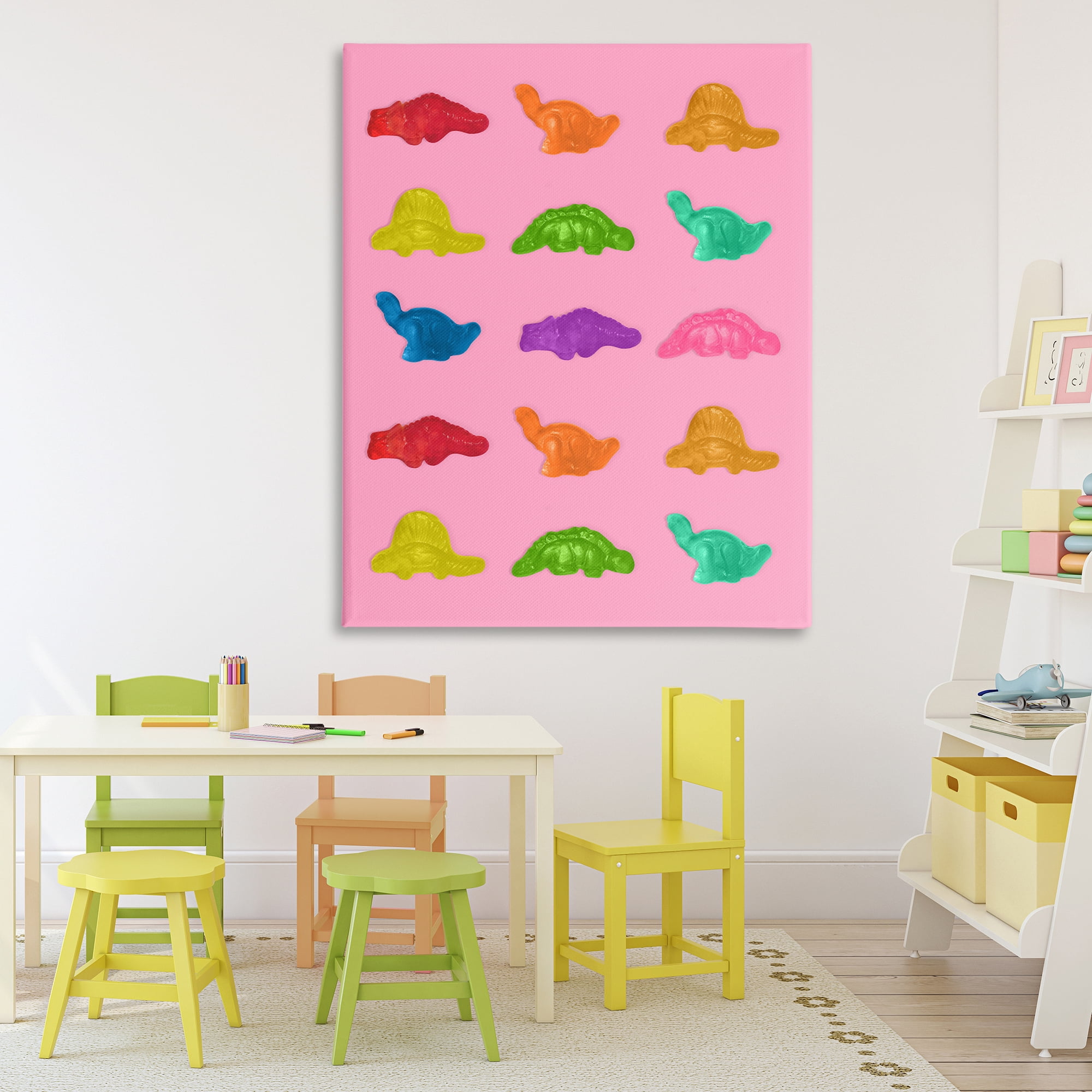 Stupell Industries Dinosaur Candies on Pink Canvas Wall Art, design by LISH Creative