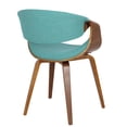 thumbnail image 3 of Curvo Mid-Century Modern Dining/Accent Chair in Walnut and Teal Fabric by LumiSource, 3 of 5