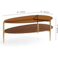 thumbnail image 2 of Rectangle Coffee Table Mid-Century Modern Design L W x H for Living Room - Structure Amber Glass Top and Walnut MDF Shelf Sleek Conical Metal Legs with Gold Finish, 2 of 9