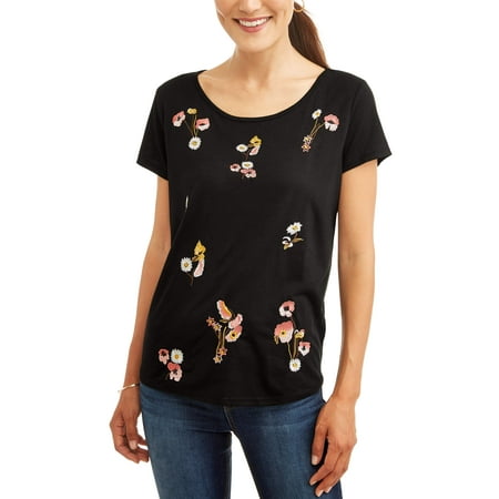 - Women's Short Sleeve Embroidered T-Shirt