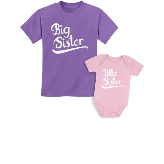 Big Sister Little Sister Matching Outfits Shirt Gifts Girls Newborn Baby Set Girls Shirt Lavender / Baby Wow pink Kids Shirt 3T / Baby Newborn
