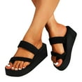 thumbnail image 3 of Sopiago Platform Sandals Women Summer Ladies Slippers Casual Women's Shoes Casual Wedge Platform Sandals Elastic Ankle Strap Cork Black,7, 3 of 9