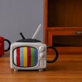thumbnail image 5 of Ceramic Square Coffee Cup Set with Straw and Lid Office Tea Cup Retro TV - Chocolate,1 x Coffee Cup, 5 of 5