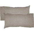 thumbnail image 4 of VHC Brands Ashmont Ticking Striped Cotton Farmhouse King Bedding Accessory, Pillowcase Set 21x40, Charcoal Grey, 4 of 6