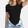 thumbnail image 3 of OVESPORT Women's Round Neck Bodysuits, Short Sleeved Slim Fit Top Can Be Used As An Inner Layer, Suitable For Different Occasions, 3 of 9