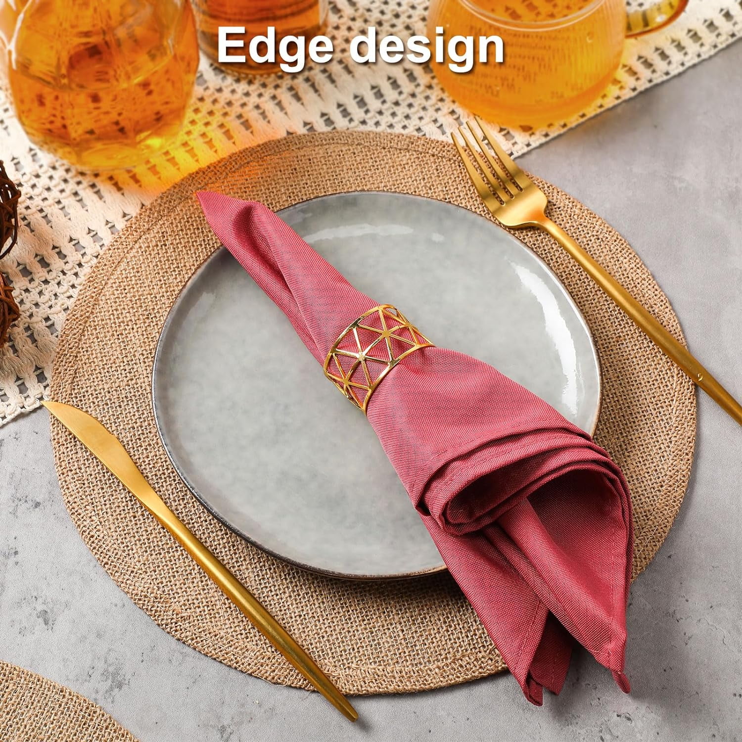 Set of 48 Burlap Round Placemats Bulk Burlap Circle Rustic Table Decorations Jute Farmhouse Placemats Heat Resistant Round Table Mats Charger Place Mats for Christmas(11.8 in,Brown)