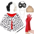 thumbnail image 1 of Disfraz JaosWish Cruella Deville para mujer con peluca blanca y negra, 1 of 7