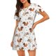 thumbnail image 1 of Easygdp Rabbit And Squirrel Camisón de manga corta para mujer, informal, estampado, 1 of 6