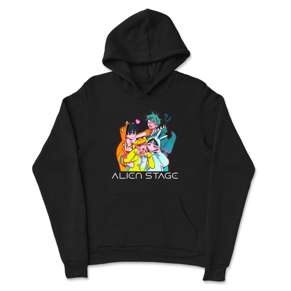 Alien Stage ALNST Casual Pajamas Merch Hoodies - Unisex Comfortable Fabric Long Sleeve Pullover, Hooded Streetwear Sweatshirt for Men Women,XXS,Black