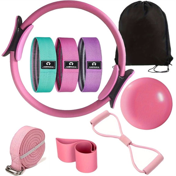 Pilates Essentials Kit for Women Pilates Ring Ball Booty Bands Figure 8 Yoga Resistance Bands for Home Yoga Stretching Workouts