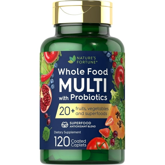 Multivitamin with Probiotics | 120 Caplets | Fruits and Veggies for Men and Women | by Nature's Fortune