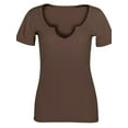 thumbnail image 2 of Women Tops V Neck Shirts Short Sleeve Casual Ribbed Slim Fitted T Shirts for Summer, 2 of 7