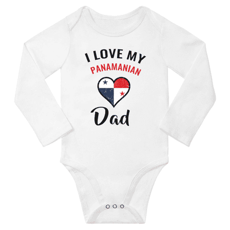 

I Love My Panamanian Dad Baby Long Slevve Bodysuit Romper (White 3-6 Months)