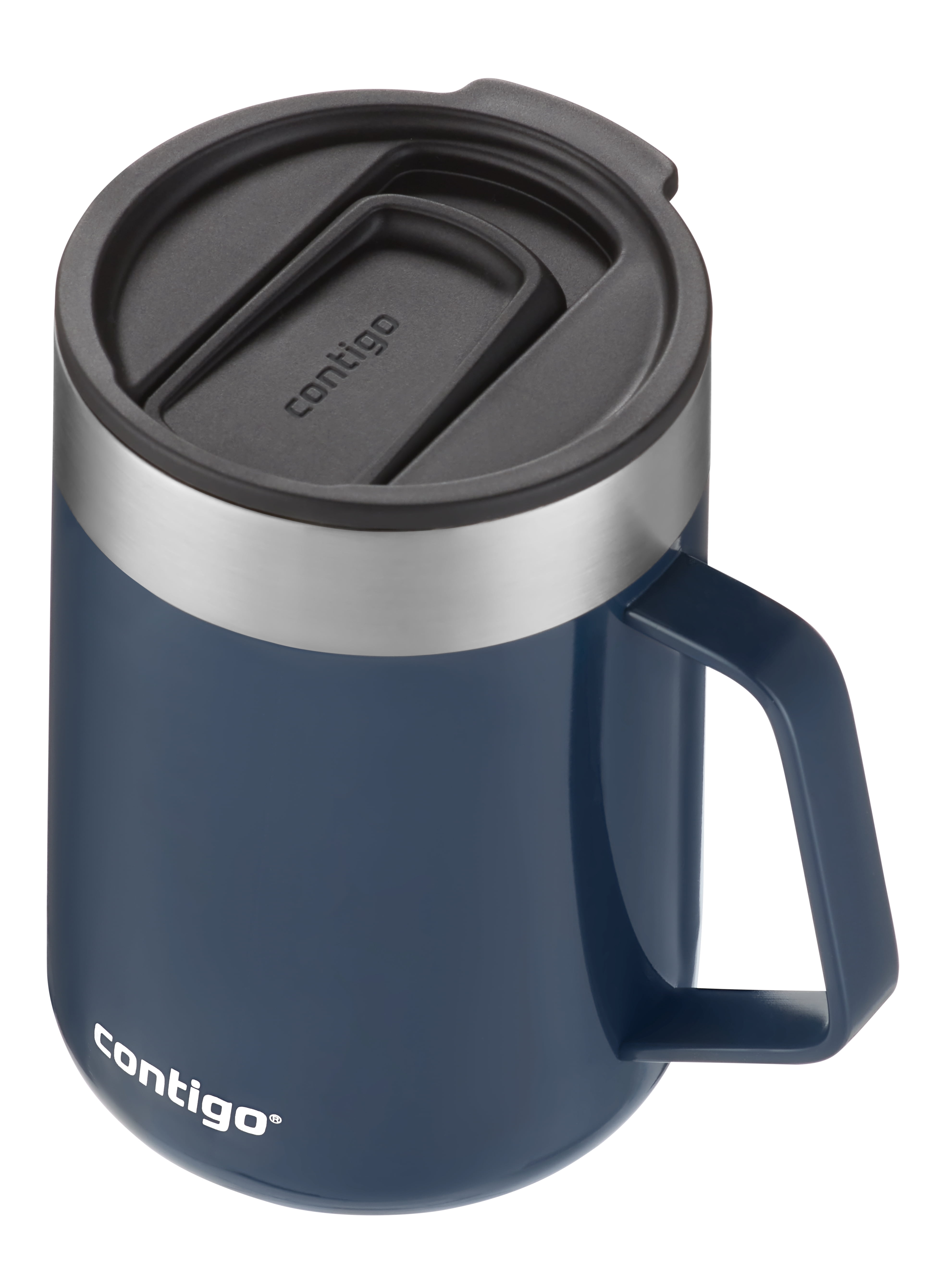 Contigo Streeterville Stainless Steel Mug with Splash-Proof Lid and Handle Blueberry Blue, 14 fl oz