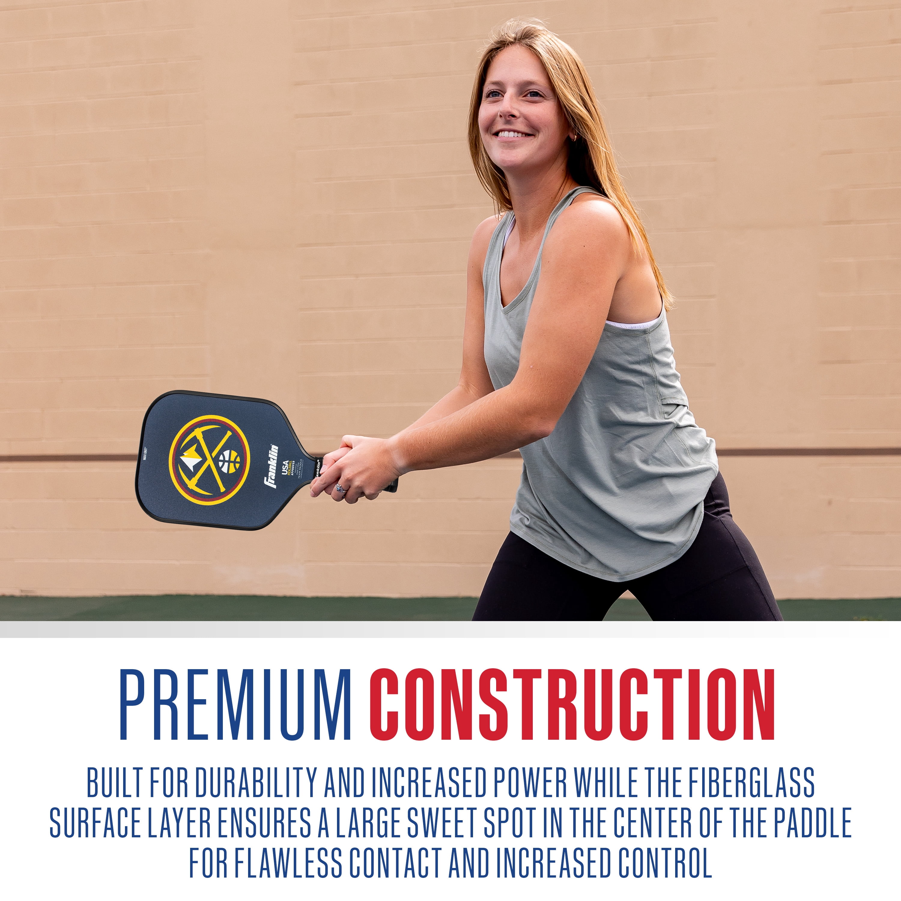 Franklin Sports NBA Denver Nuggets Pickleball Paddle - Official NBA Team Pickleball Paddles - USAP (USAPA) Approved Premium Quality Pickleball Paddles - Authentic Team Logos + Colors