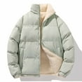 thumbnail image 2 of Pounoo Sherpa Lined Puffer Jacket for Women Winter Warm Stand Collar Zip Up Solid Color Coats Quilted Parkas Outerwear with Pockets, 2 of 5