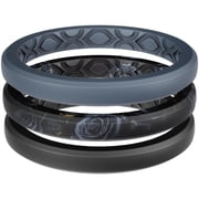 ThunderFit Stackable Silicone Ring Enhancers for Women, Breathable Rubber Wedding Bands - Braided Design 3mm Wide 1.8mm Thick - 3-Pack