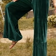 thumbnail image 4 of GNFQXSS Women's High Waisted Tiered Wide Leg Velvet Pants Flowy Dressy Trousers for Party Evening & Special Green M, 4 of 8
