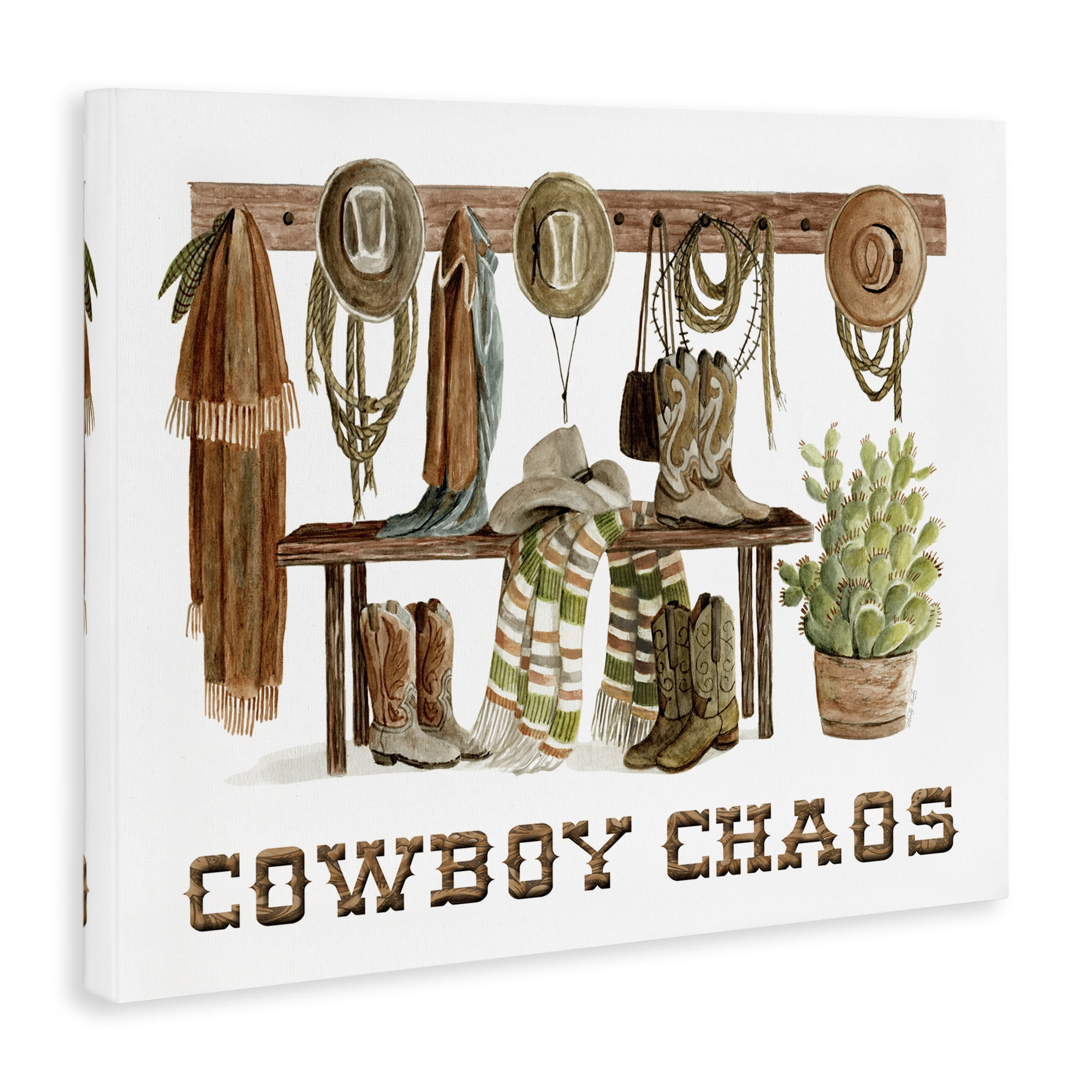 Stupell Industries Cowboy Chaos Accessories Entertainment Painting Wrapped Canvas Art Print Wall Art, 30 x 24