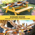 thumbnail image 6 of Burnt Orange Black Geometric Table Cloths for 6 Foot Rectangle Tables, Modern Abstract Art Block Patio Waterproof Elastic Fitted Tablecloths, Washable Rectangular Table Cover for Camping, 6 of 8