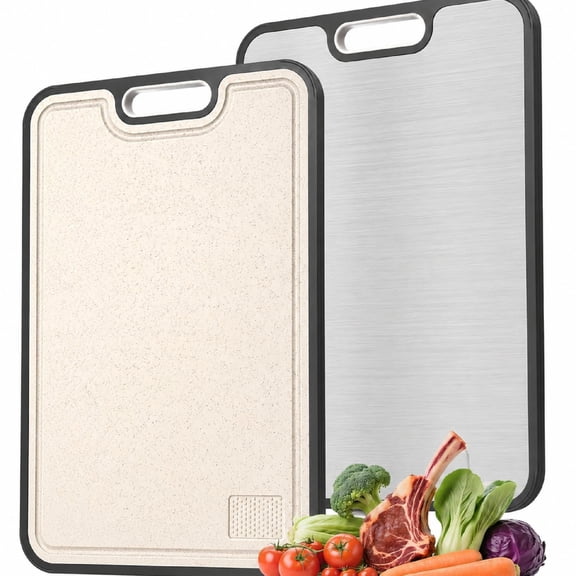 Titanium Cutting Board, 2-in-1 Double Sided Food Grade Non Slip Kitchen Cutting Mat, 16 x 11 Inch