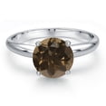 thumbnail image 3 of Gem Stone King 900 Platinum Brown Smoky Quartz Engagement Ring for Women | 1.80 Cttw | Round 8MM | Gemstone Birthstone | Size 7, 3 of 6