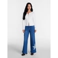 thumbnail image 2 of Madden NYC Women's Star Patch Wide Leg Jeans, 31" Inseam, Sizes 00-18, 2 of 6