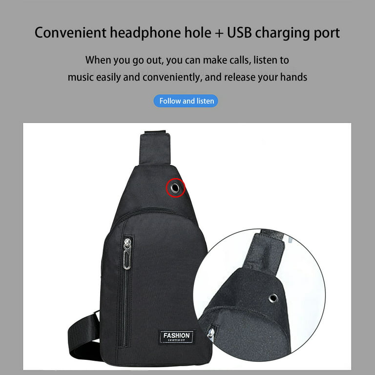 Lumento Men Fashion USB Port Chest Bag Boys Casual Small Handbag Waterproof  School Outdoor Messenger Crossbody Bags Demon-Send [Passenger Pen Bags Pen  Bag] 