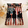 thumbnail image 5 of Manfei Vintage Cowboy Queen Sheets,Grunge American Flag Queen Sheet Sets,Red Black,4-Piece,1 Flat Sheet, 1 Fitted Sheet and 2 Pillowcases, 5 of 6