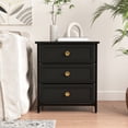 thumbnail image 6 of Demi Bonn Nightstand Set of 2, Bedside Table with 3 Decorated Drawers, Wood Accent Side End Table with Storage for Bedroom, Black, 6 of 8