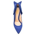 thumbnail image 4 of FSJ Women Stylish Pointed Closed Toe Pumps Crystal Chunky Block High Heels Slip On Unique Curly Back Wedding Dress Shoes Size 5 Blue, 4 of 4