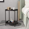 thumbnail image 2 of Outdoor Side Table 2-Tier Round End Table Black, 2 of 13