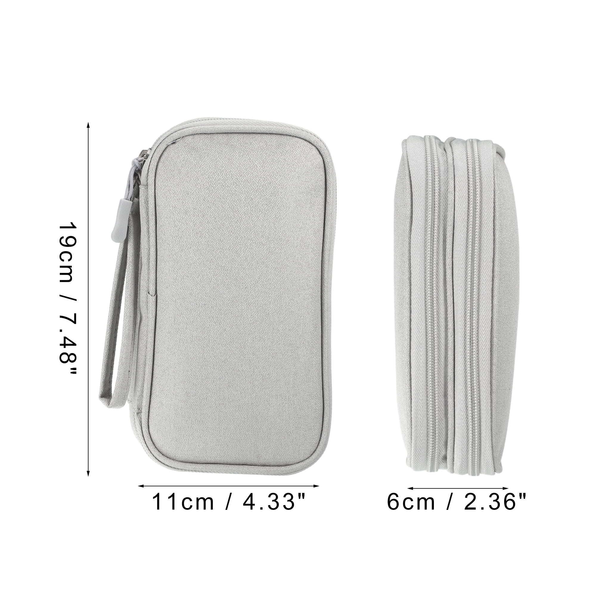 Unique Bargains Electronic Organizer Cable Double Layers Portable Pouch Gray Small