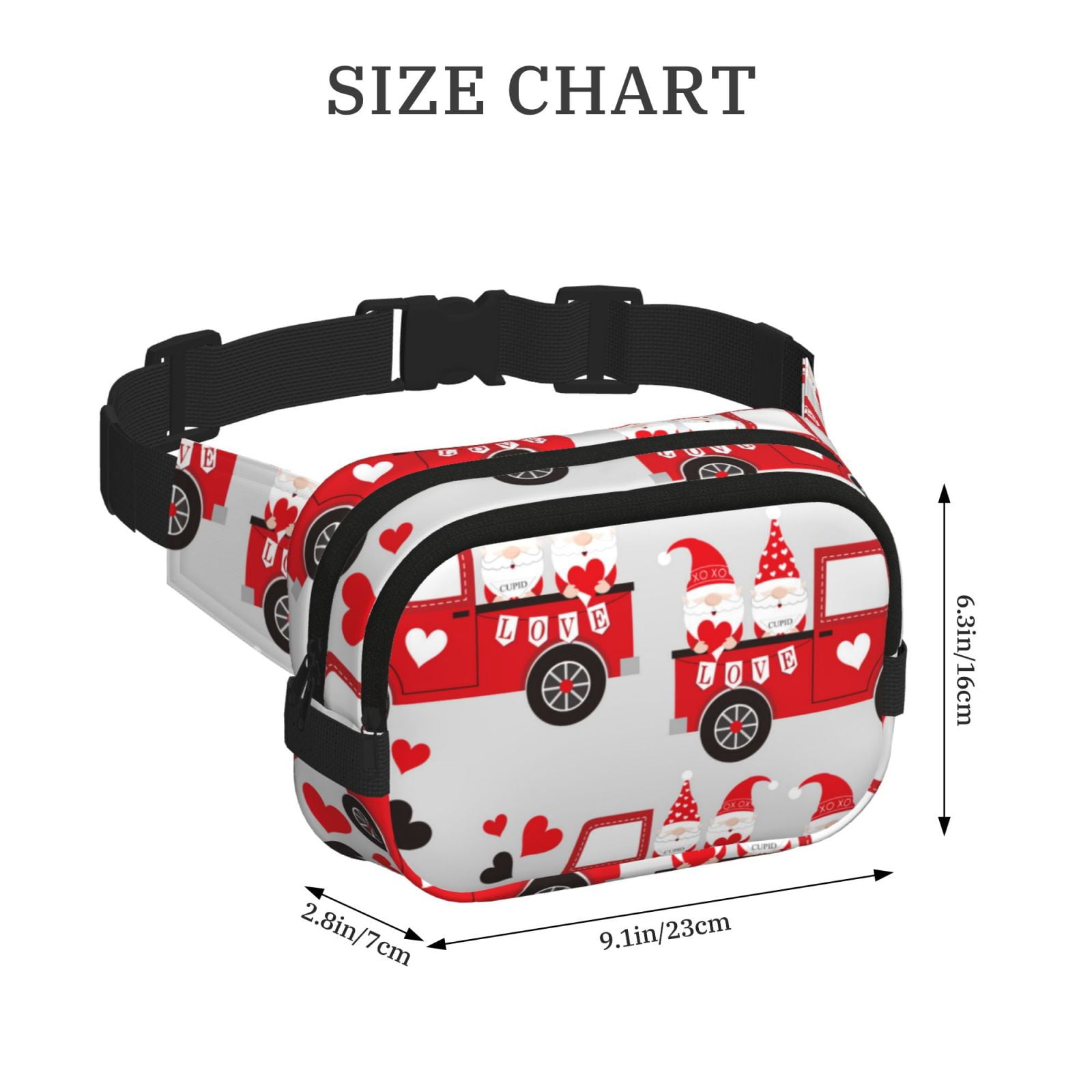 Picia Gnomes On The Car Print Square Double-Layer Waist Bag Mini Adjustable Waist Belt Bag Exercise Running Travel Hiking