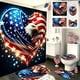thumbnail image 1 of Independence Day Bathroom Dry Wet Separation Four Piece Set Shower Curtain+Toilet Seat Cushion+Floor Cushion+U Shaped Cushion, 1 of 6