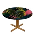 thumbnail image 3 of PIKWEEK Palm Leaves with Lush Branches and Leaves Waterproof Resistant Fabric Round Tablecloth White, 3 of 8