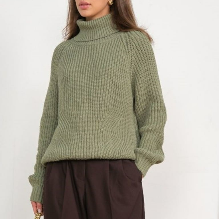 Solid Color Round Neck Roll Sleeve Sweaters Solid Color Round Neck Roll Sleeve Sweaters