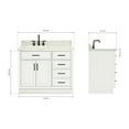 thumbnail image 3 of Ariel Hepburn 43 In. Left Offset Rectangle Sink Vanity With 1.5 In. Carrara White Countertop In White, 3 of 9