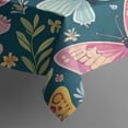 thumbnail image 5 of Pink Butterfly Rose Daisy Green Pattern Square Tablecloth,Waterproof Square Table Cover,Wipeable Spillproof Washable Table Cover for Home Kitchen Party Decor 52"x52"(132x132cm), 5 of 6