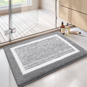 PABUBE Premium Microfiber Bath Rug, 16 x 24 Inches, Gray