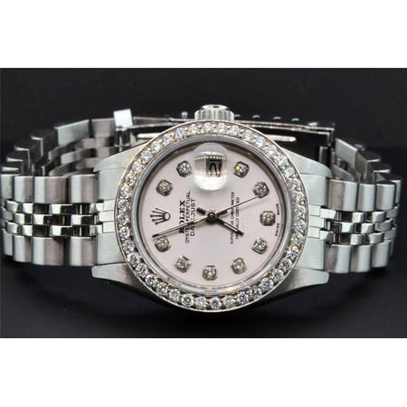 Rolex Oyster Perpetual Date Just Women's Stainless Steel Diamond Watch 1.50