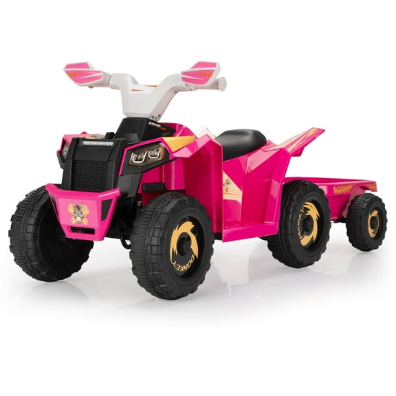 Jaxpety 6V Kids Ride On Toy for Toddler, Kids ATV 4 Wheeler for 1-3 Boys & Girls with Trailer, Music, Bluetooth