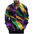 thumbnail image 2 of BLTIBY Mardi Gras Shirts for Men Button Up Lapel Long Sleeve Carnival Printed Blouse Fashion Lightweight Casual Tops Multicolor 8 XL, 2 of 5
