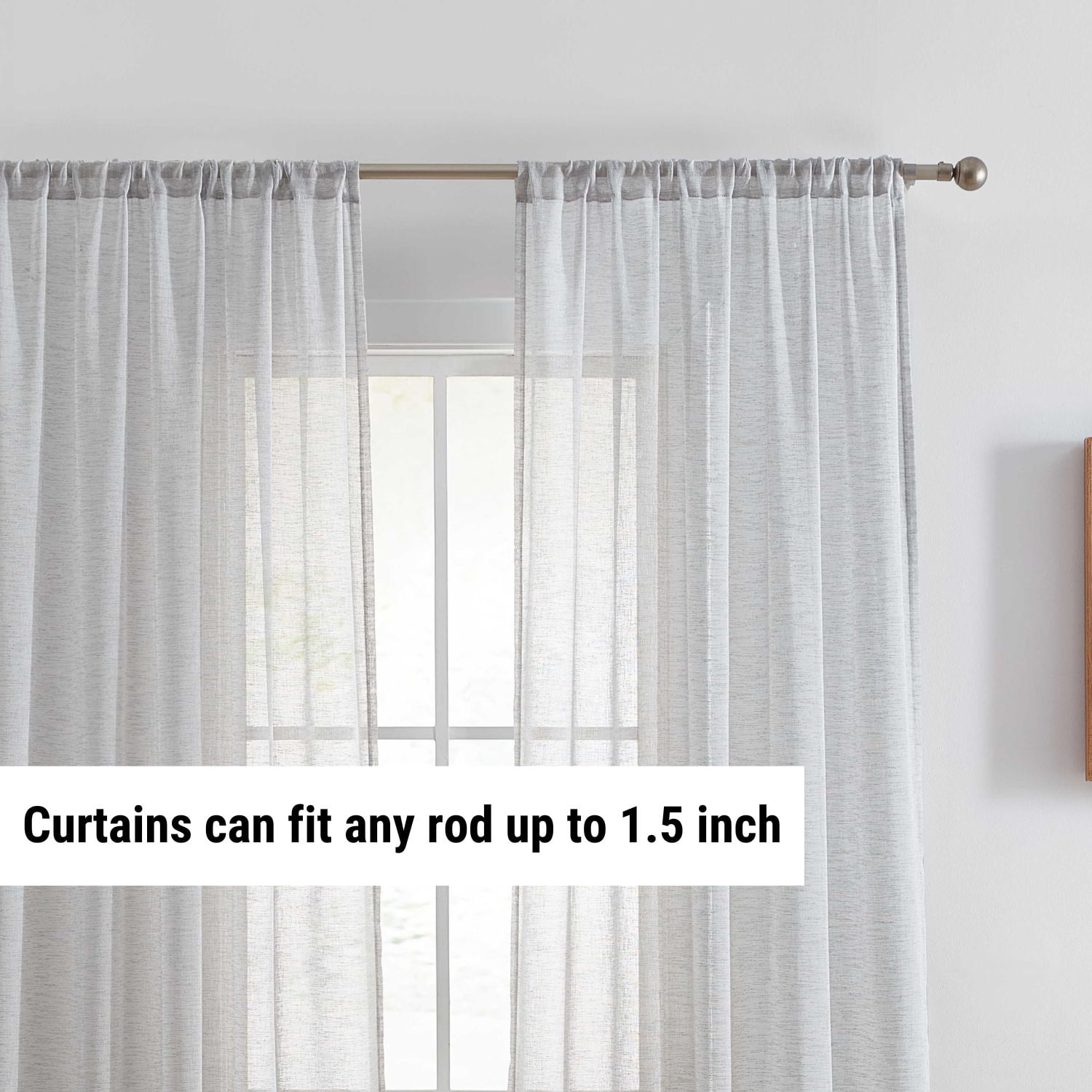 THD Zoey Faux Linen Textured Semi Sheer Window Rod Pocket Thick Curtains Drapery Panels, 2 Panels