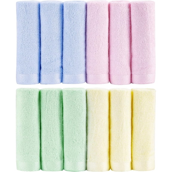 Baby Bamboo Washcloths, Baby Face Towels - Extra Soft for Newborn/Infant/Kids/Adults - Ultra Soft for Baby Registry as Shower Set,12x12inch. (12 Pack.)