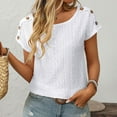thumbnail image 5 of Women Casual Solid Color Blouse Jacquard Hollow Short Sleeved Top Plain Womens Shirt plus Size Summer Fashion Lace Blouses for Women plus Size Women Shirts Short Sleeve Casual plus Size Tops plus Size, 5 of 6