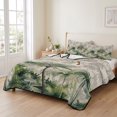 thumbnail image 2 of Full Quilt Set 78''x90'', Summer Tropical Leaves Lightweight Summer Bedspread Coverlet Set with 2 Pillow Shams, Green Palm Trees Botanical Breathable All Season Quilt Bedding for Bedroom/Guest Room, 2 of 9