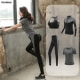 thumbnail image 2 of Ropa Deportiva de secado rápido para mujer, conjunto de ropa de yoga para gimnasio, traje de abrigo, sujetador, camiseta y leggings para entrenamiento, 2019, 2 of 5