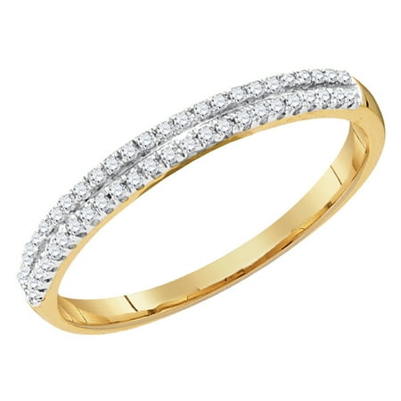 Double Row Diamonds Bangle Dazzlingrock Collection 0.15 Carat (ctw) 10K Round White Diamond Ladies Double Row Fashion Wedding Band, Yellow Gold, Size 8 ()