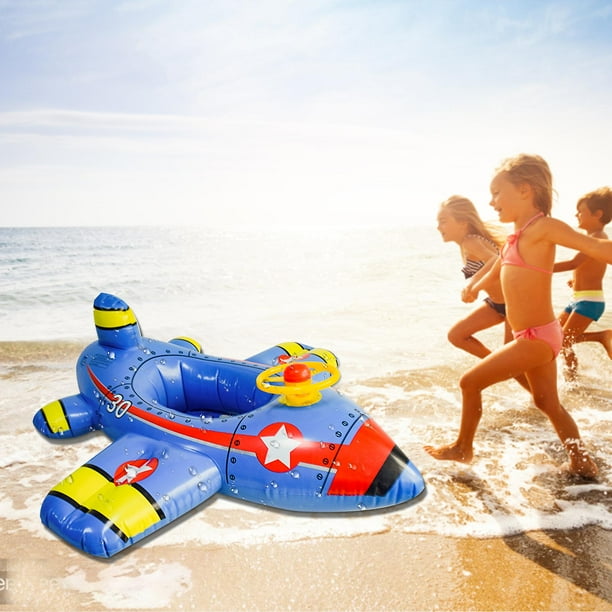 Inflatable airplane pool float outlet